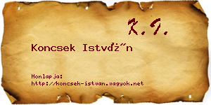 Koncsek István névjegykártya